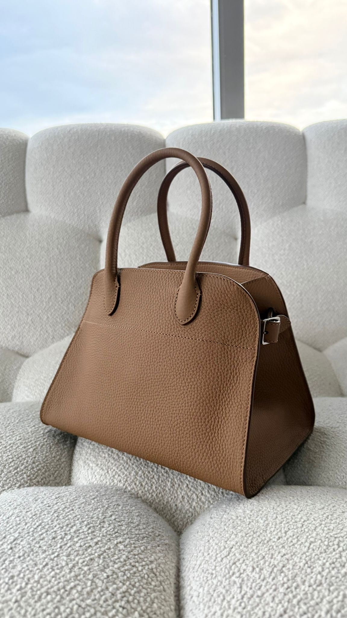 The Row Soft Margaux 10 Grained Leather Sandpit Silver Hardware