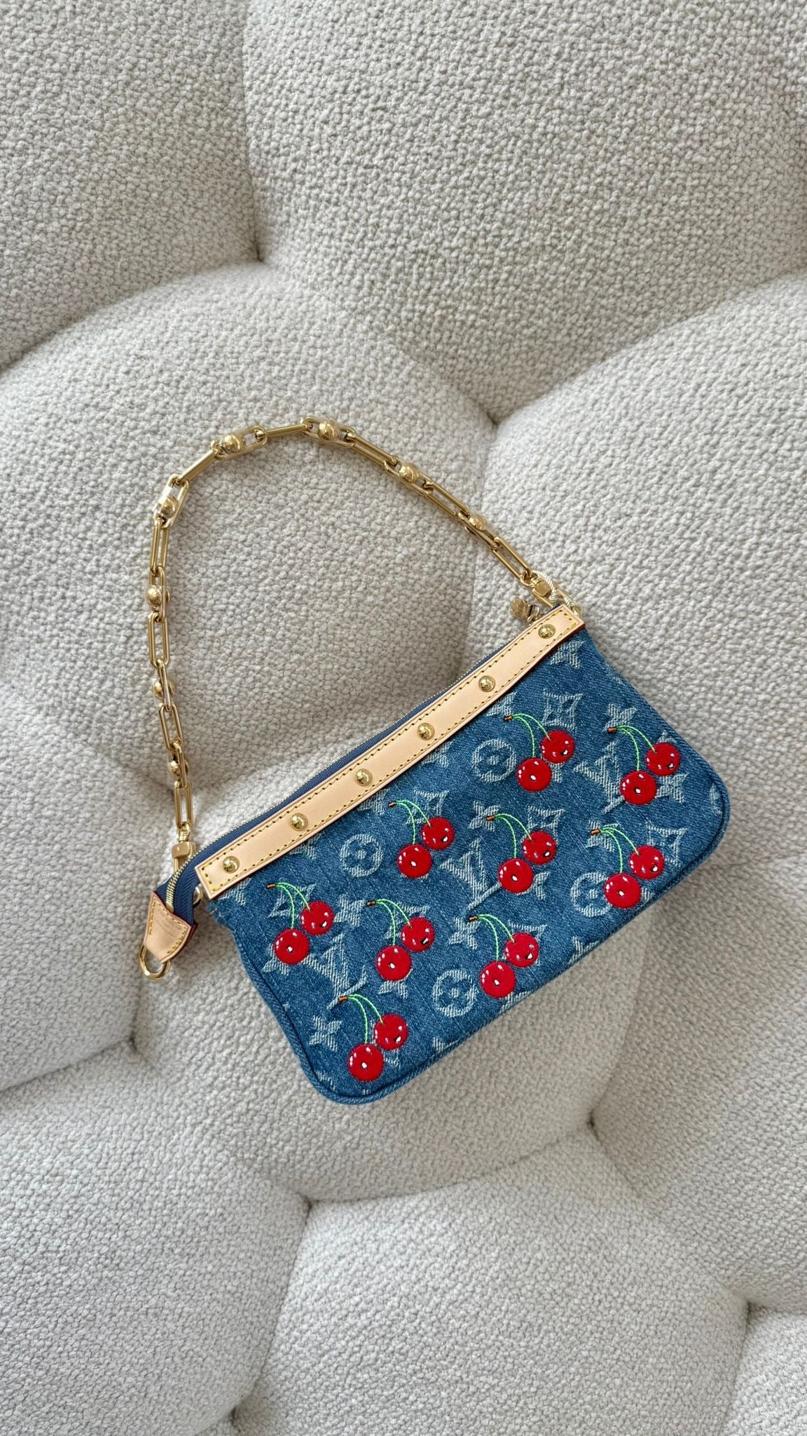 Louis Vuitton x Takashi Murakami Pochette Accessoires Denim Cherry