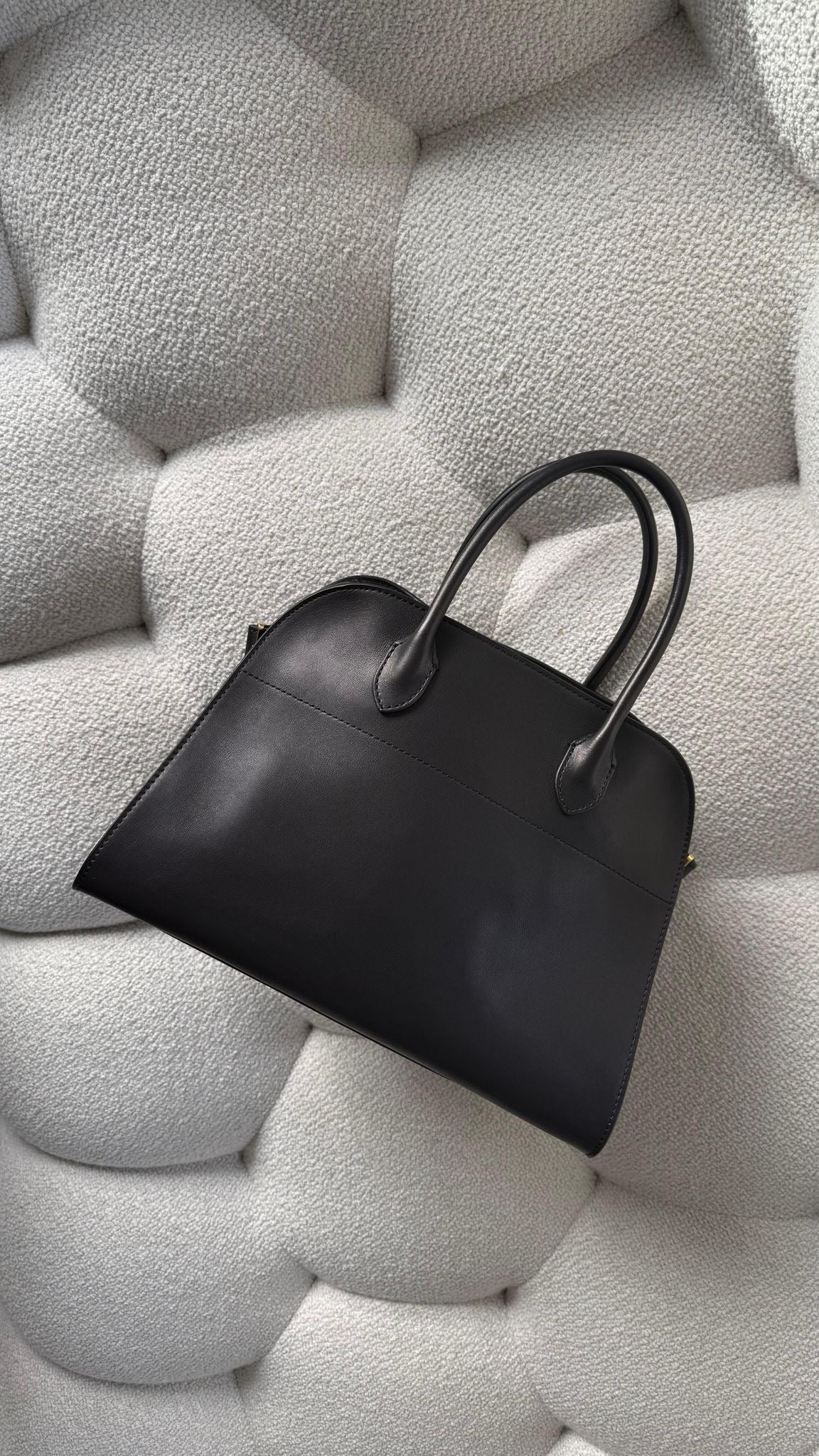 The Row Soft Margaux 12 Smooth Leather Black Silver Hardware