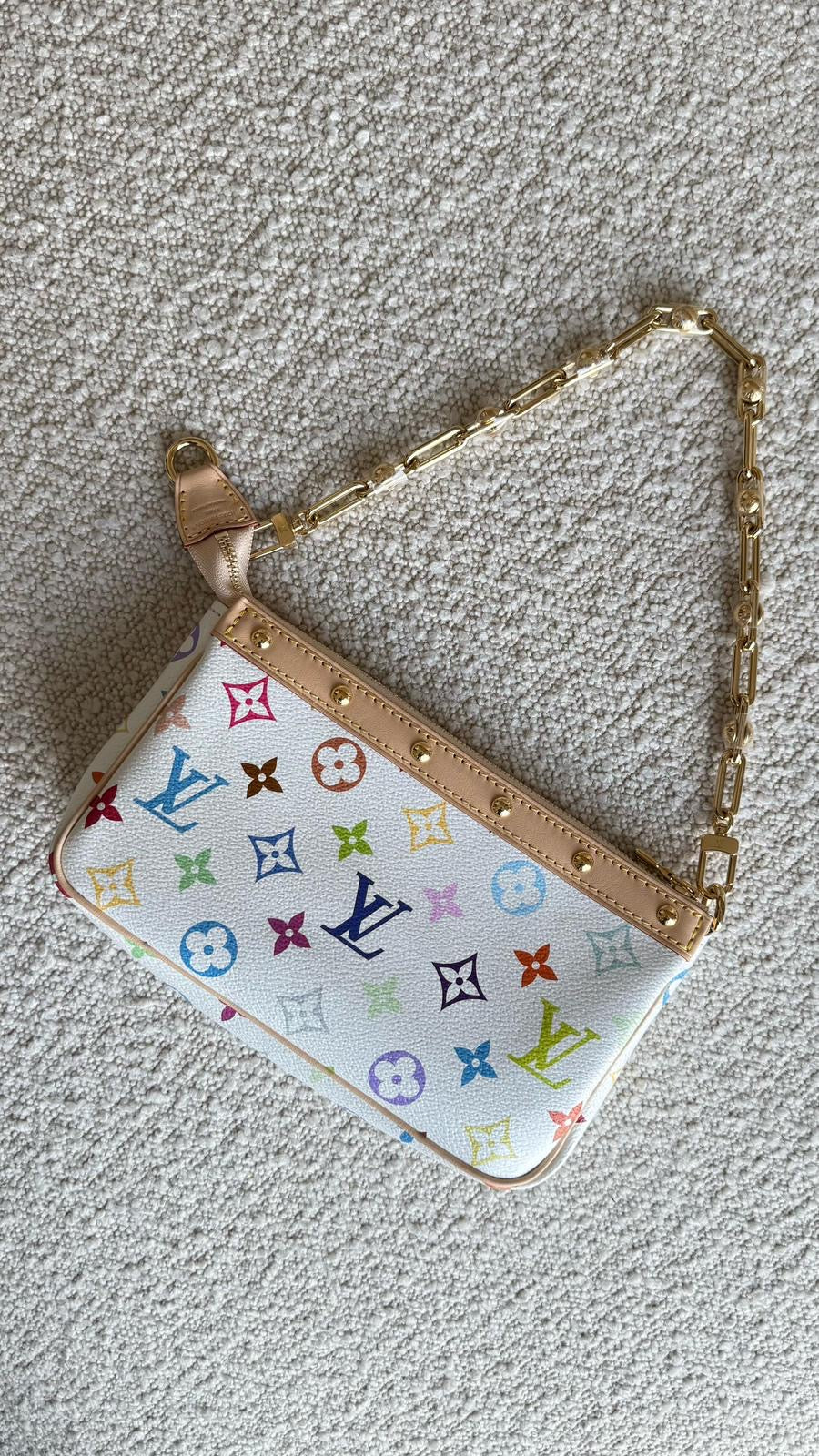 Louis Vuitton x Takashi Murakami Pochette Accesssoires Pouch Monogram Coated Canvas White & Multicolour GHW