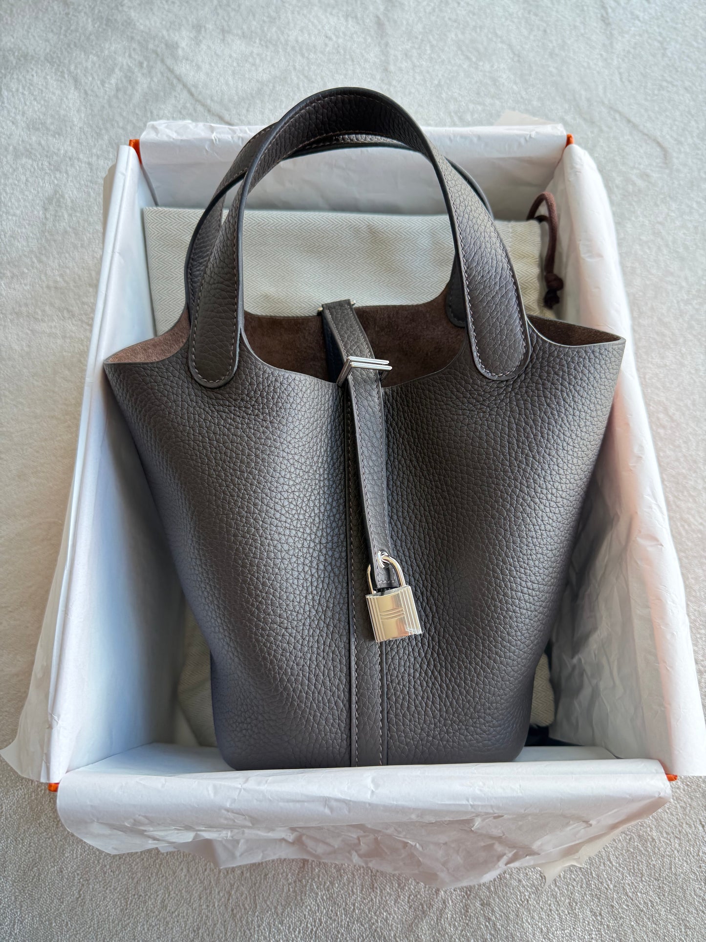 Hermès Picotin 18 Clemence Ebene Palladium Hardware