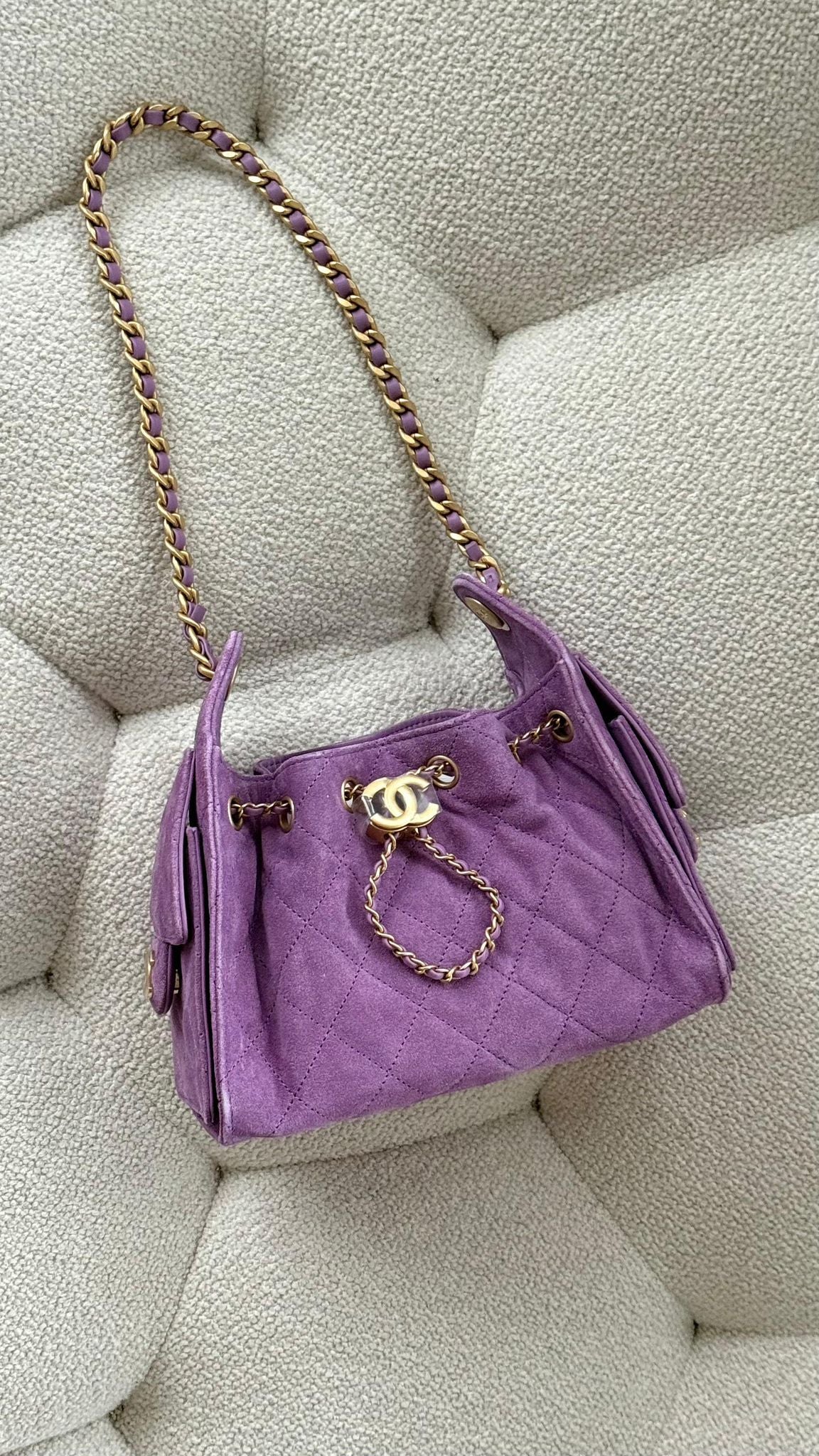 Chanel 25 Mini Hobo Suede Purple