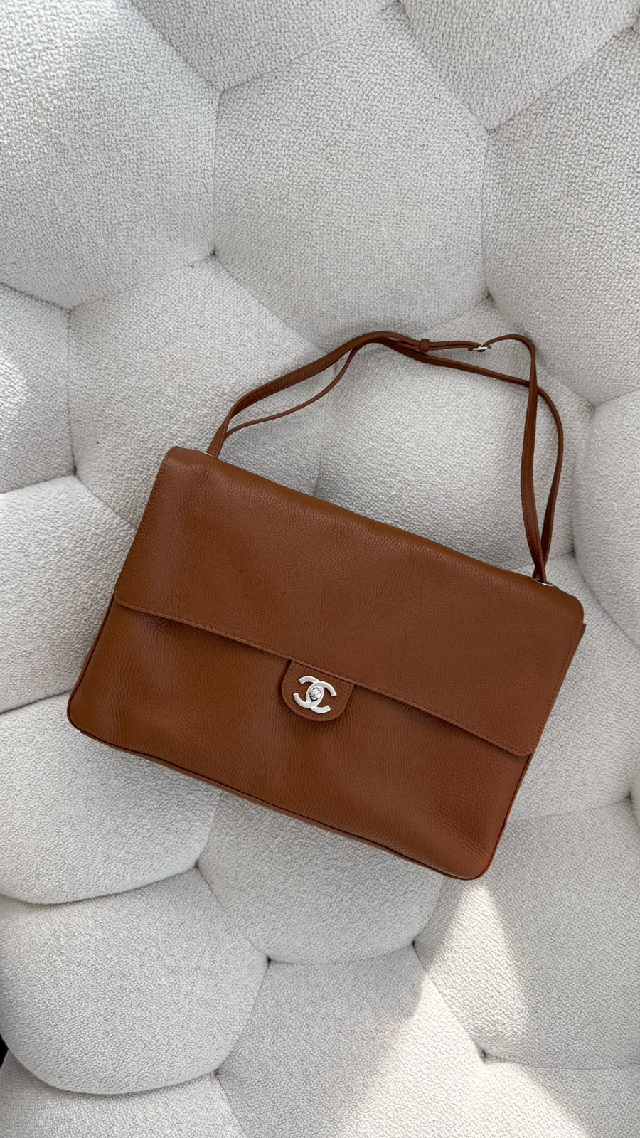 Chanel Maxi Flap Bag Grained Calfskin & Silver Metal Camel (Ref AS6233 B24008 U8390)