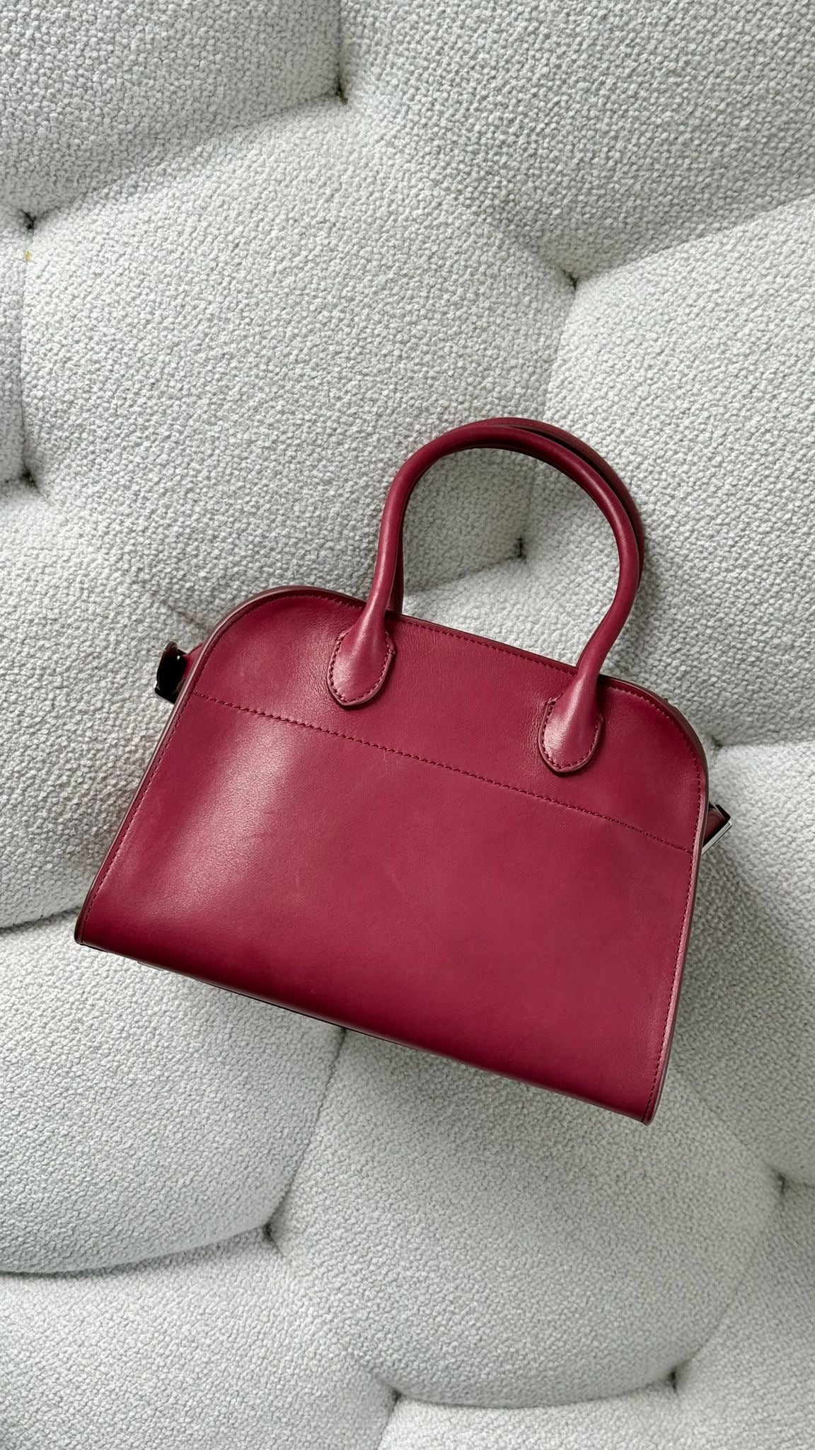 The Row Soft Margaux 10 Smooth Leather Amaranto Silver Hardware