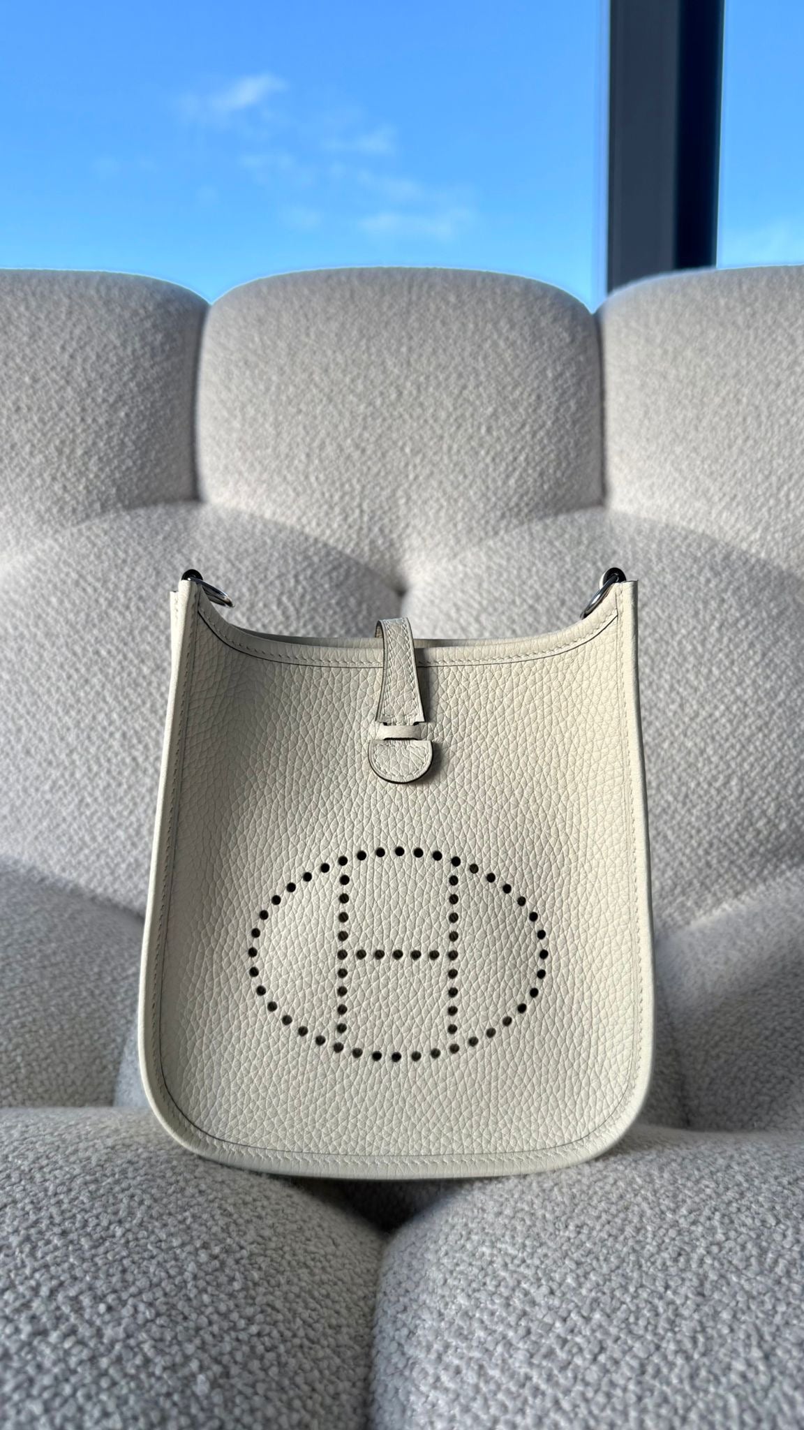 Hermès Mini Evelyne 16 Cream PHW