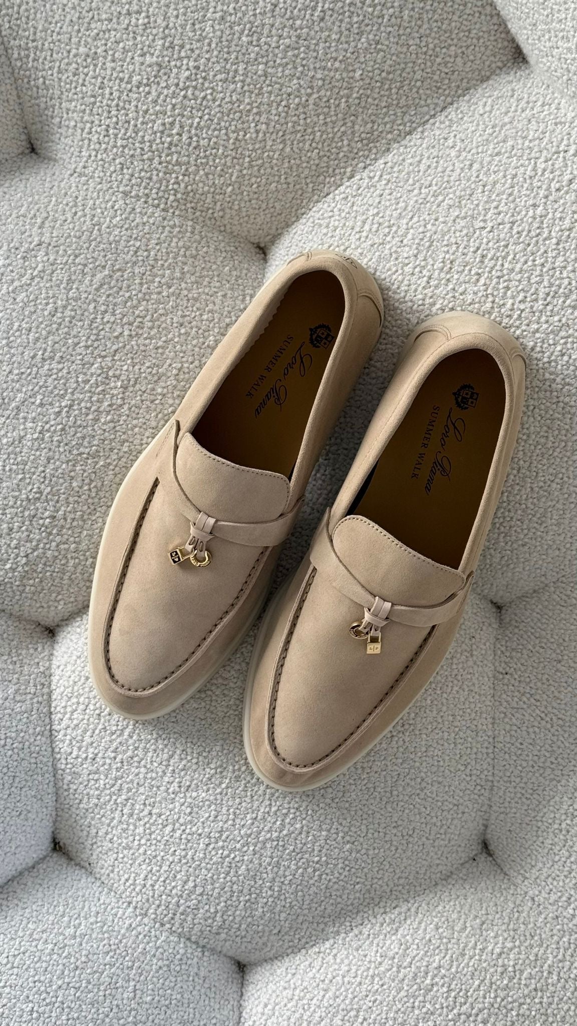 Loro Piana Summer Charms Walk Loafer Suede Sandstone
