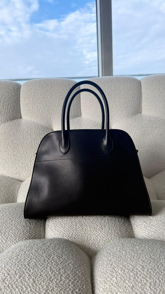 The Row Soft Margaux 12 Smooth Leather Black Silver Hardware