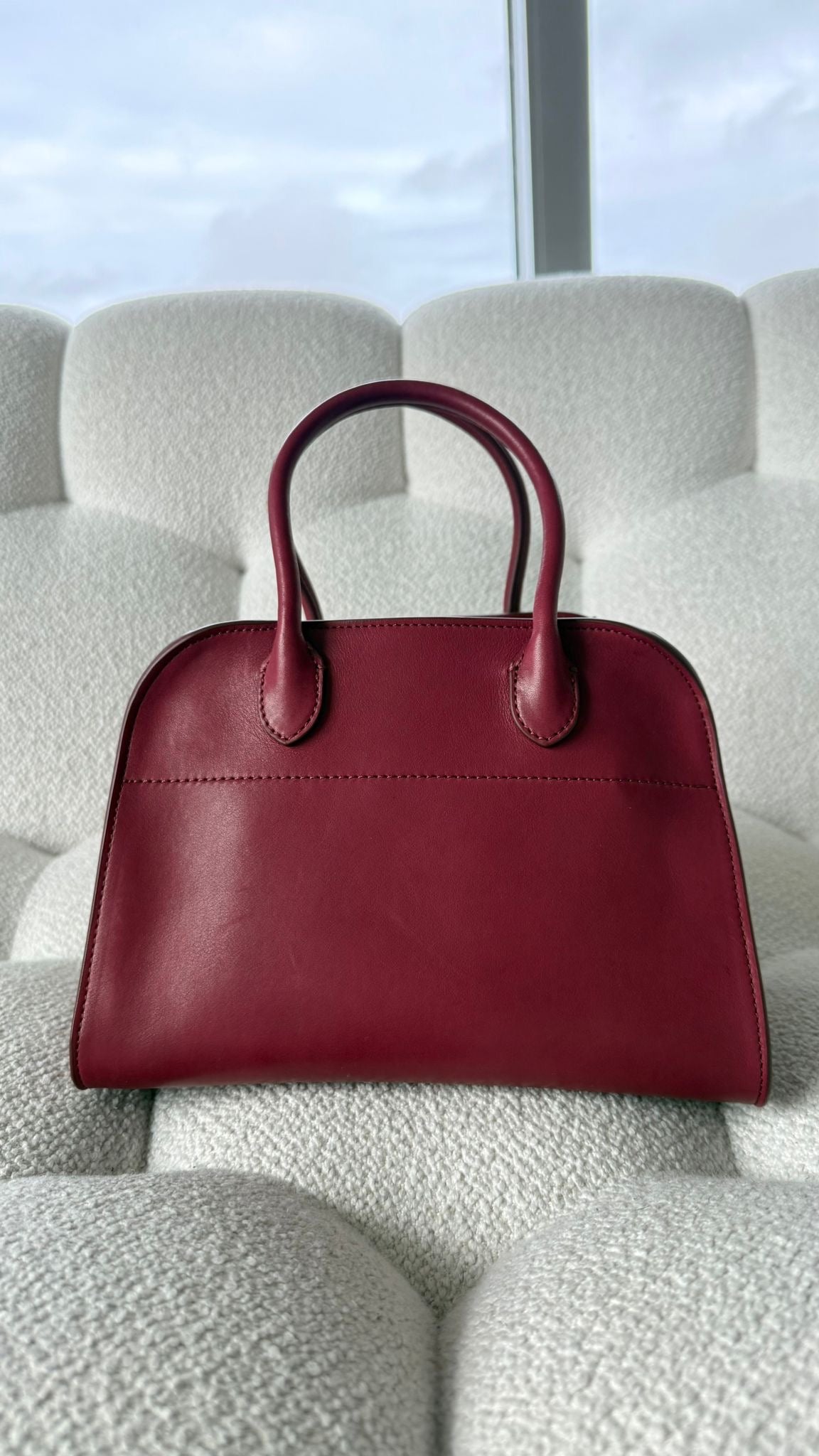The Row Soft Margaux 10 Smooth Leather Amaranto Silver Hardware