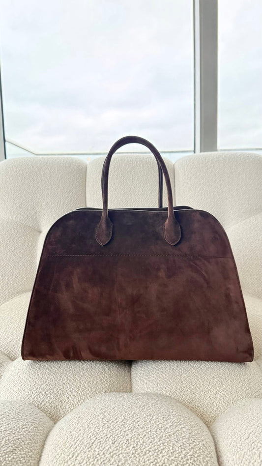The Row Margaux 15 Suede Mocha GHW