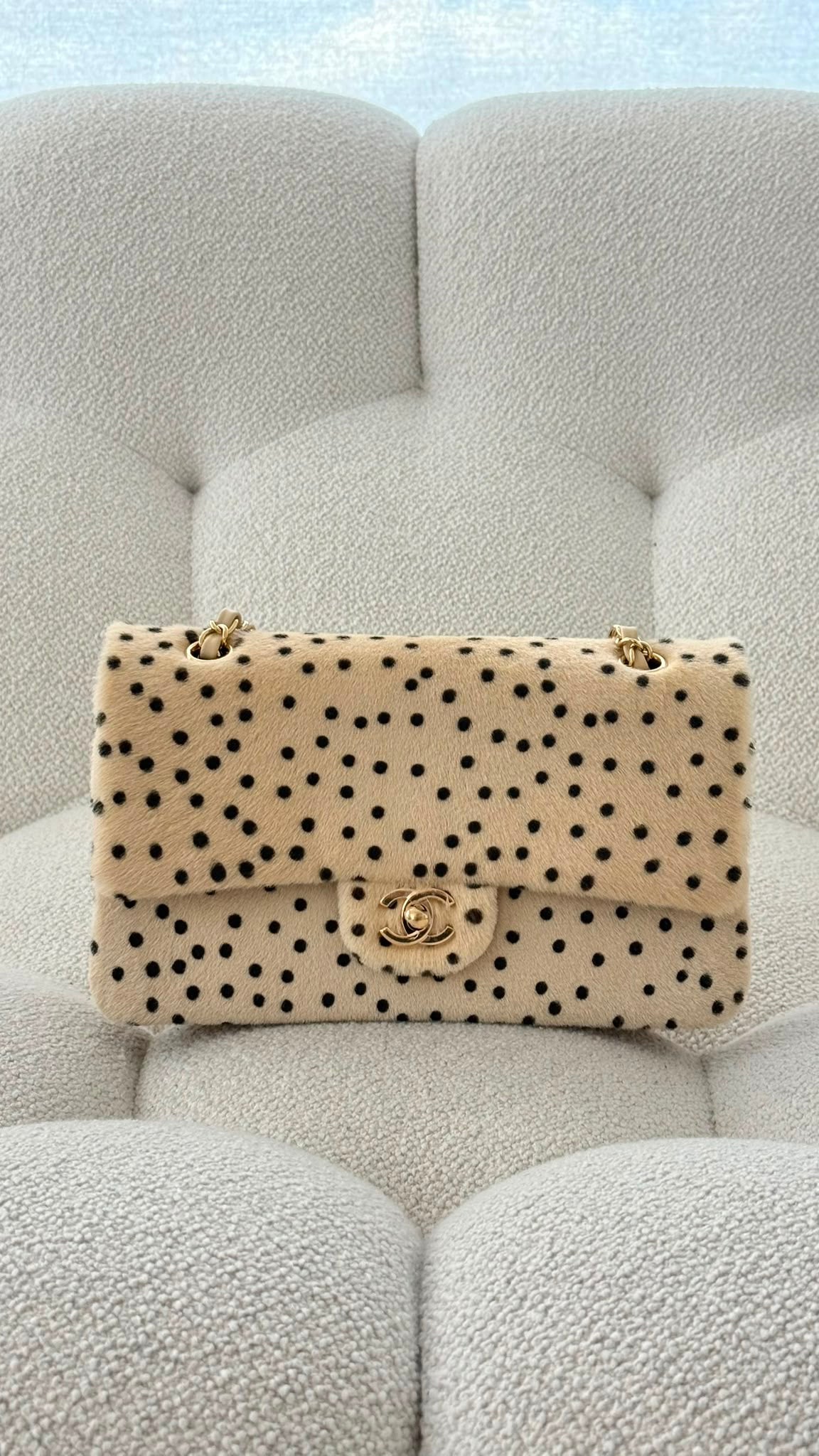 Chanel Flap Bag Lambskin & Gold-Tone Metal Light Beige & Black
