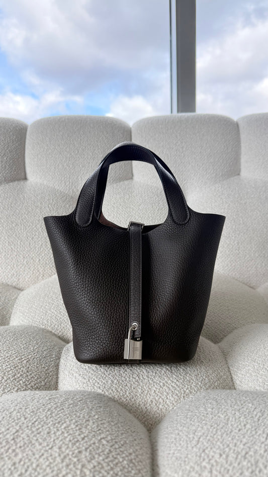 Hermès Picotin 18 Clemence Ebene Palladium Hardware