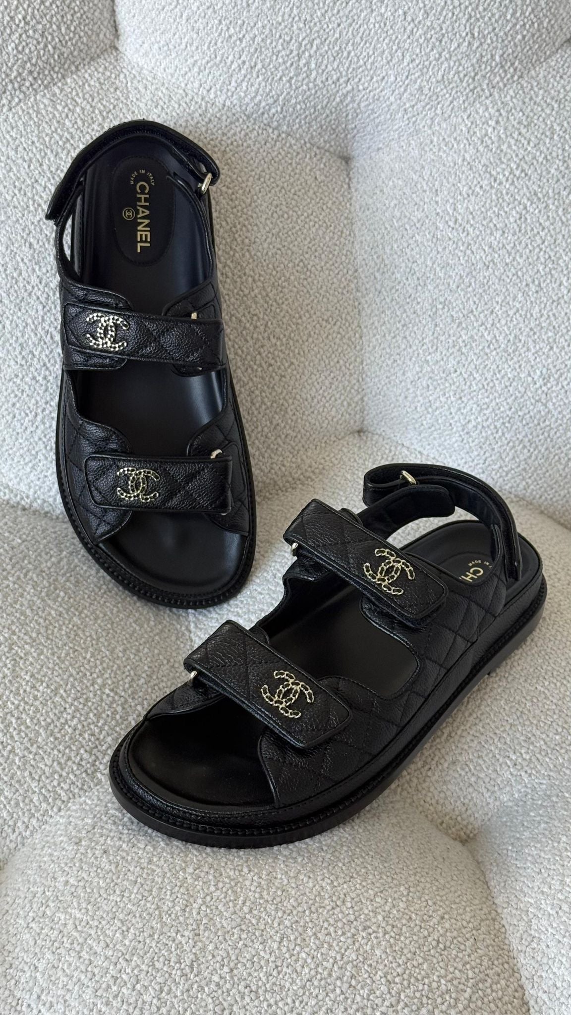 Chanel Quilted Caviar Dad Sandals