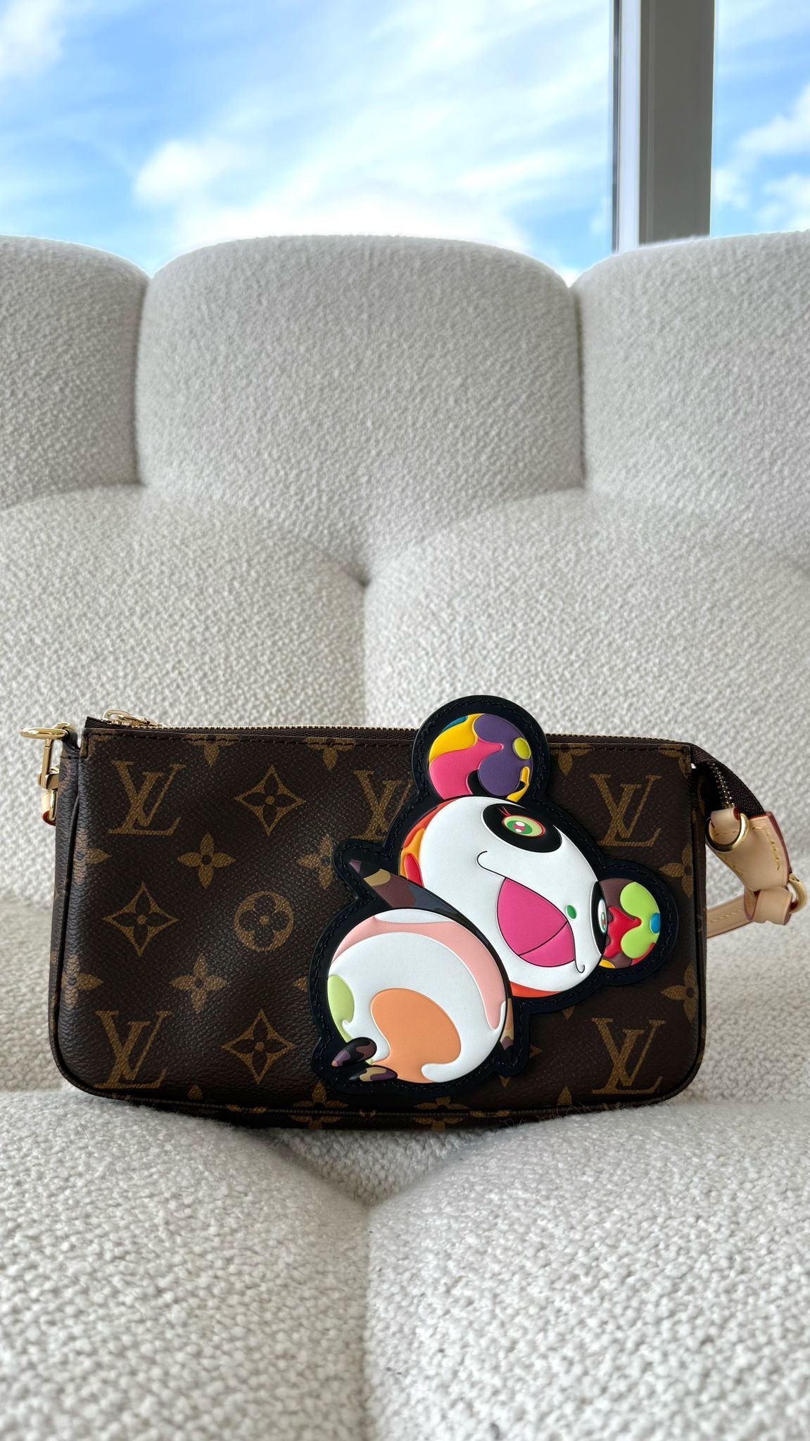 Louis Vuitton x Takashi Murakami Pochette Accesssoires Pouch “Panda” Monogram Coated Canvas GHW