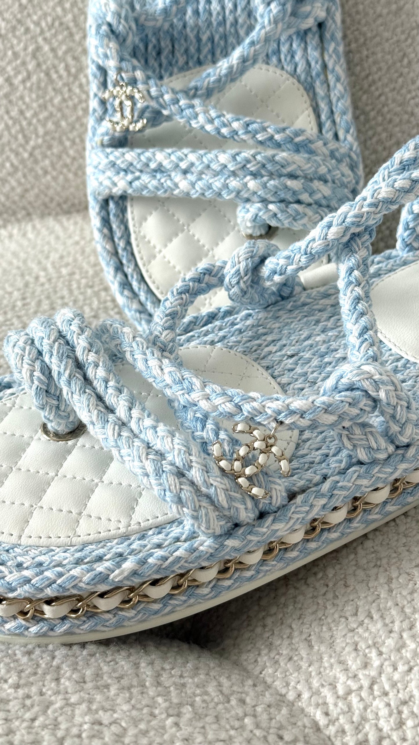 Chanel Lambskin Cord Chain Sandals