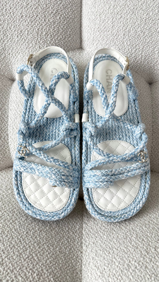 Chanel Lambskin Cord Chain Sandals