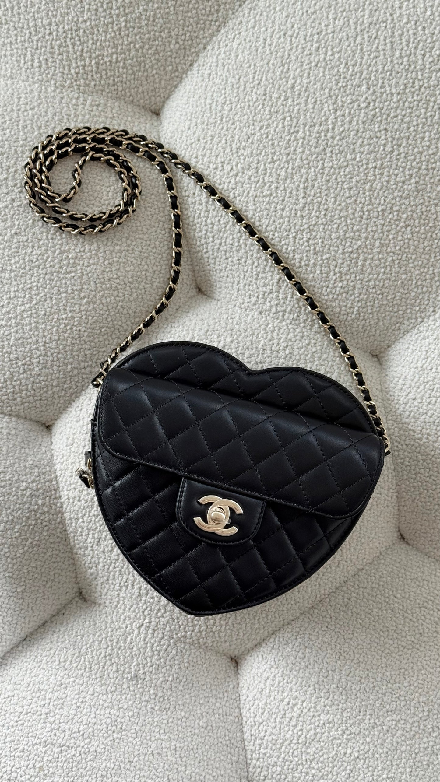 Chanel Large Heart Bag Lambskin Black Gold-Tone Hardware