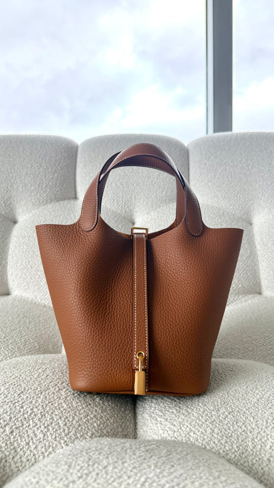 Hermes Picotin 18 Clemence Gold GHW