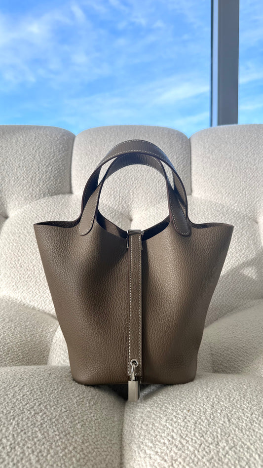 Hermès Picotin 18 Clemence Etoupe Palladium Hardware