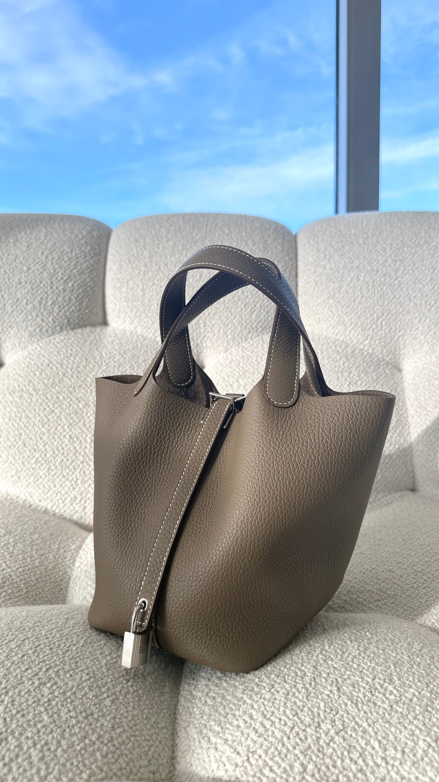 Hermès Picotin 18 Clemence Etoupe Palladium Hardware