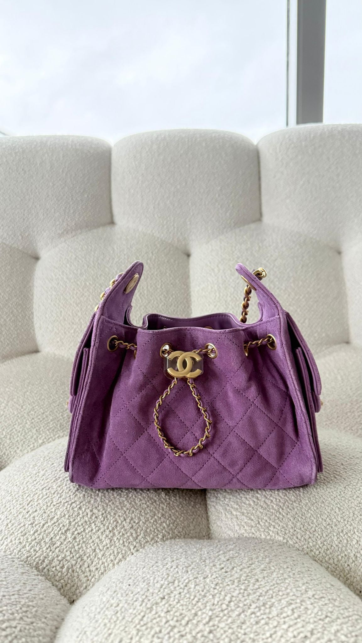 Chanel 25 Mini Hobo Suede Purple