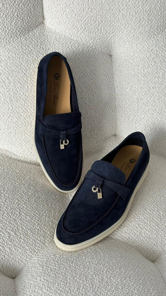 Loro Piana Summer Charms Walk Loafer Suede Argo Blue