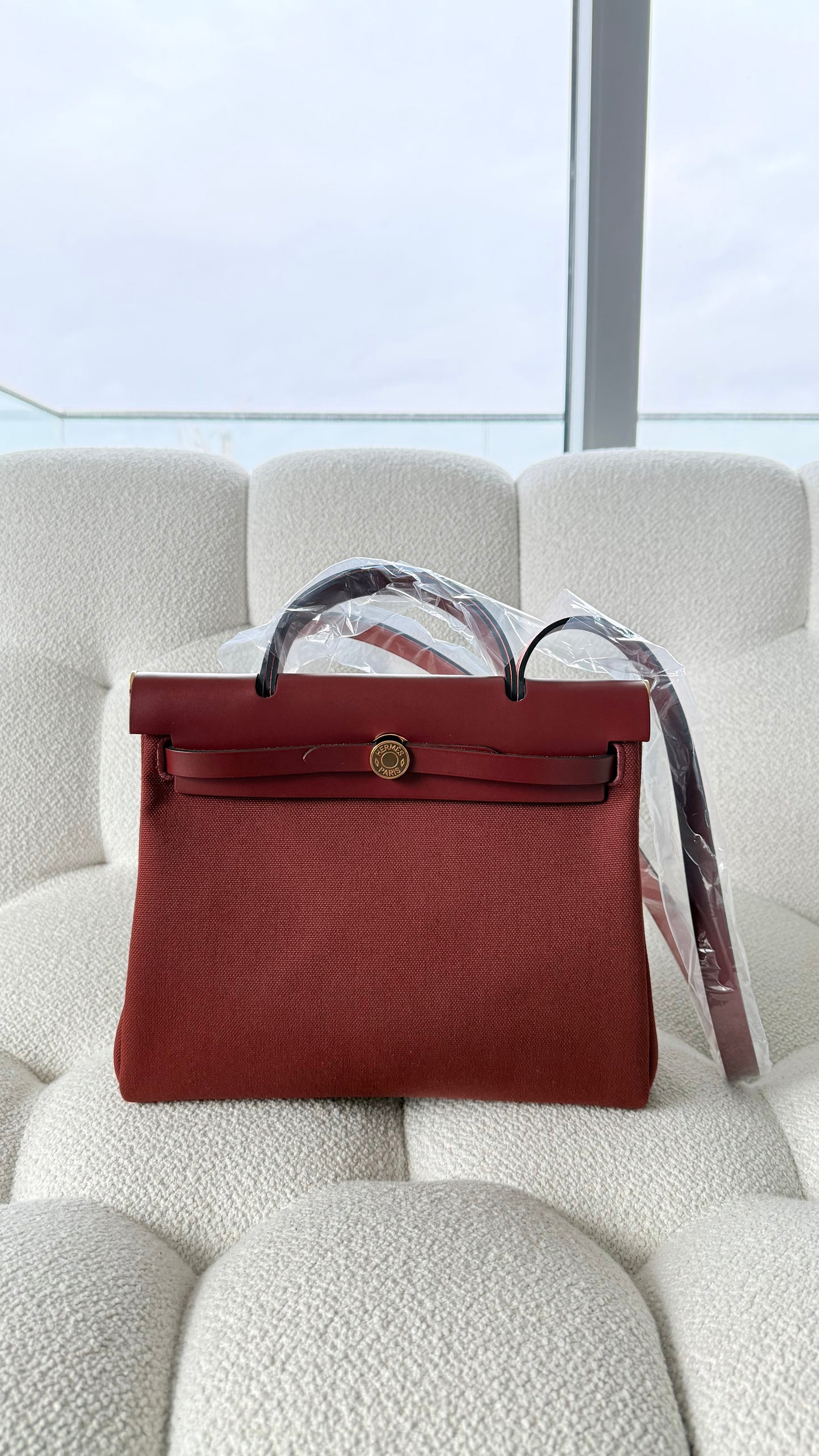 Hermès Herbag Zip Retourne 31 Vache Hunter & Toile Militaire Rough H GHW