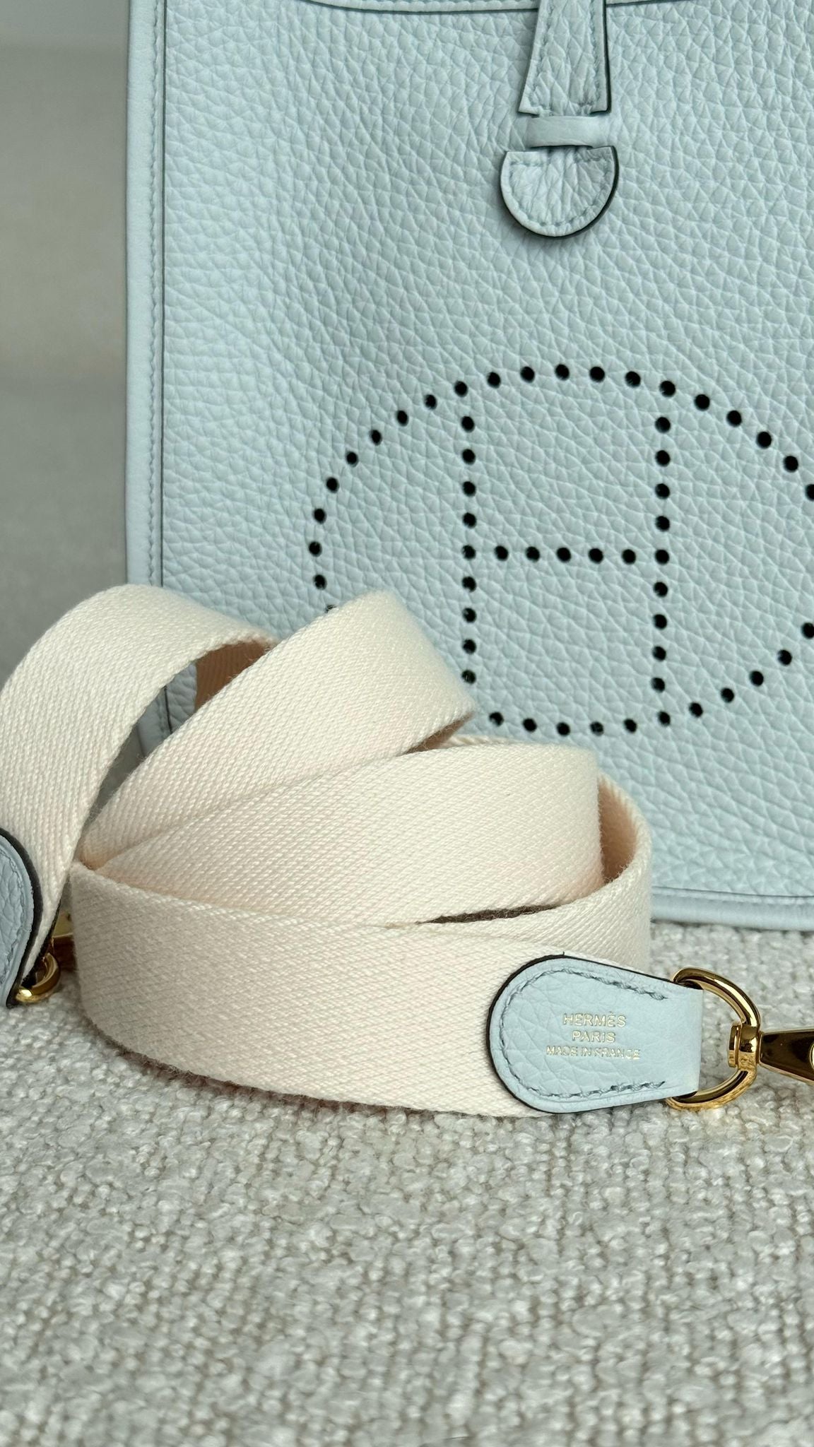 Hermès Mini Evelyne 16 Amazone Bleu Pale & Nata