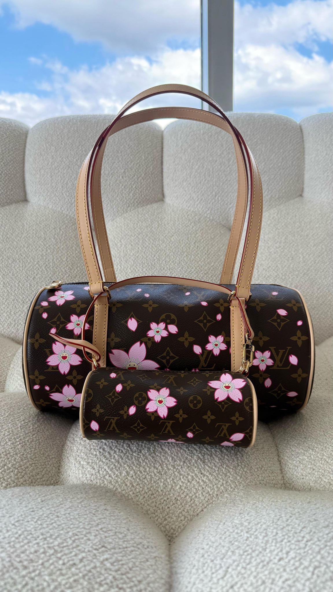 Louis Vuitton x Takashi Murakami Papillon Bag "Cherry Blossom" Monogram Coated Canvas GHW