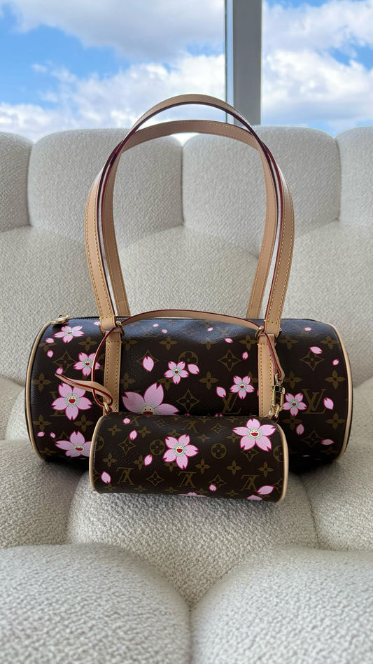 Louis Vuitton x Takashi Murakami Papillon Bag "Cherry Blossom" Monogram Coated Canvas GHW