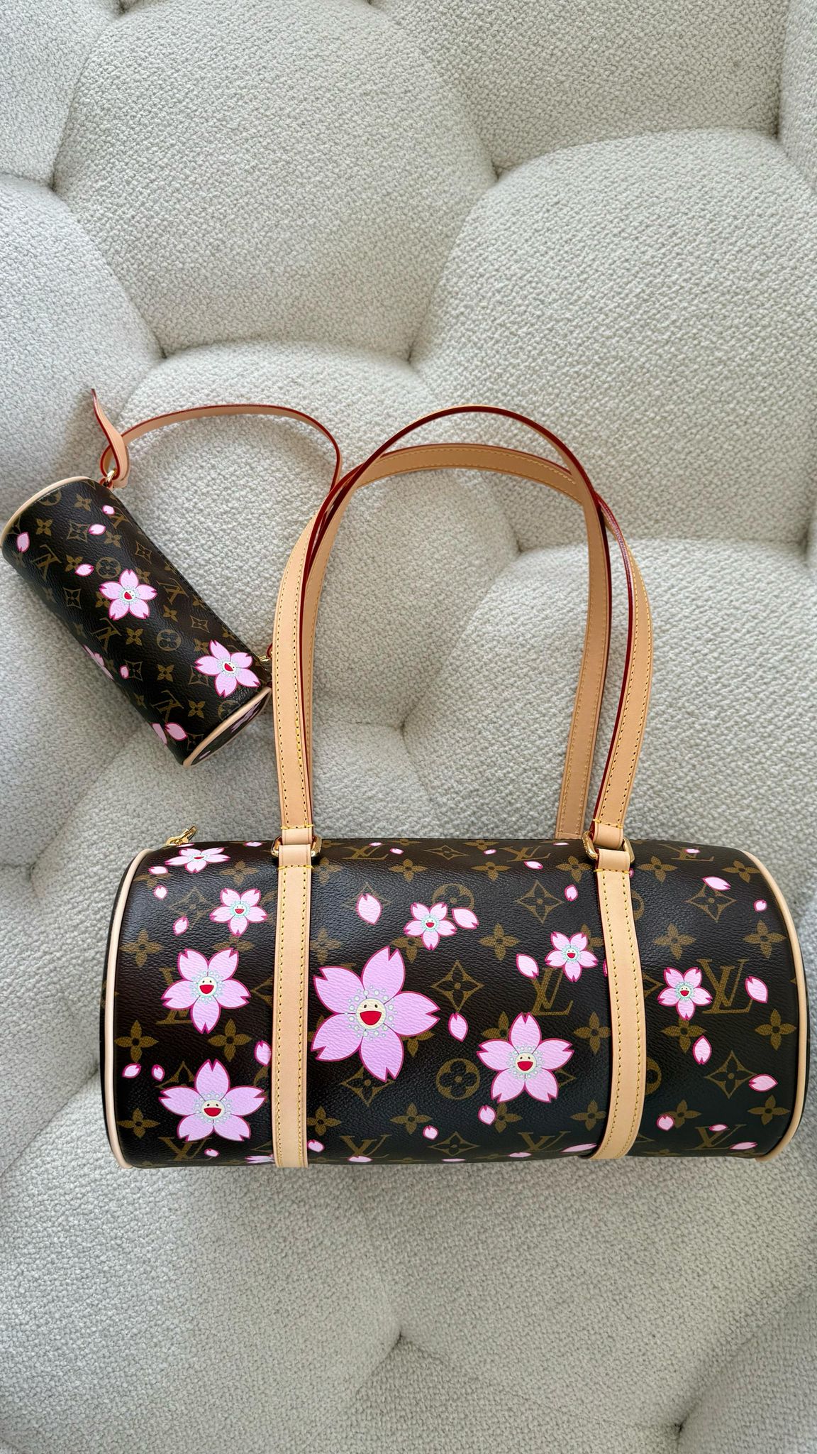 Louis Vuitton x Takashi Murakami Papillon Bag "Cherry Blossom" Monogram Coated Canvas GHW