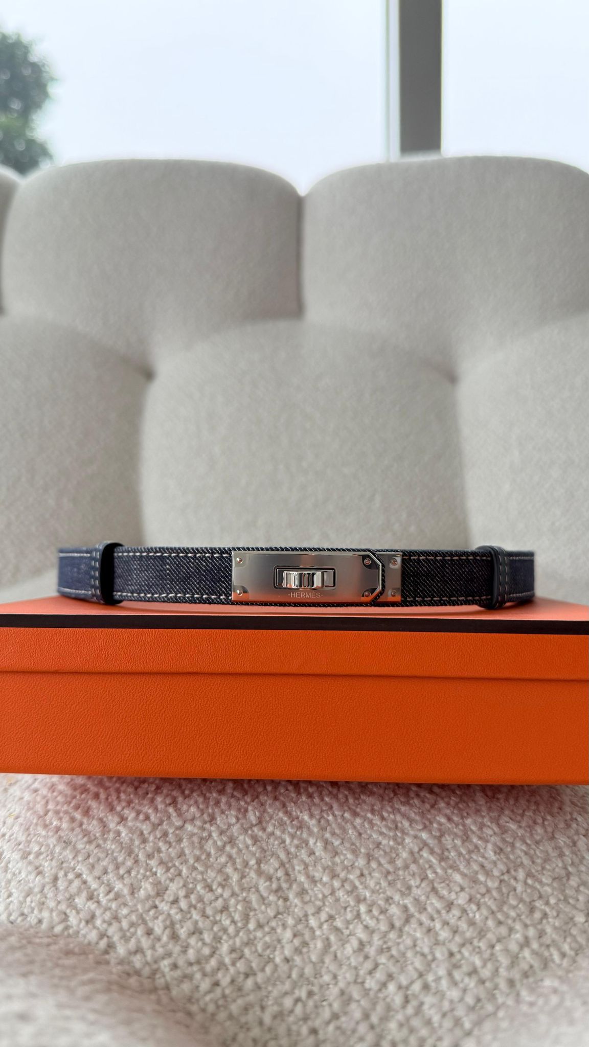 Hermès Kelly Jean 18 Belt Denim & Epsom Bleu Indigo & Blanc & Bleu Navy PHW