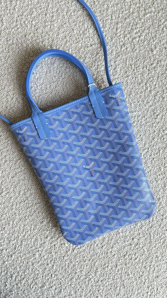 Goyard Poitiers PM Bag Goyardine Canvas & Chevroches Calfskin Iris PHW