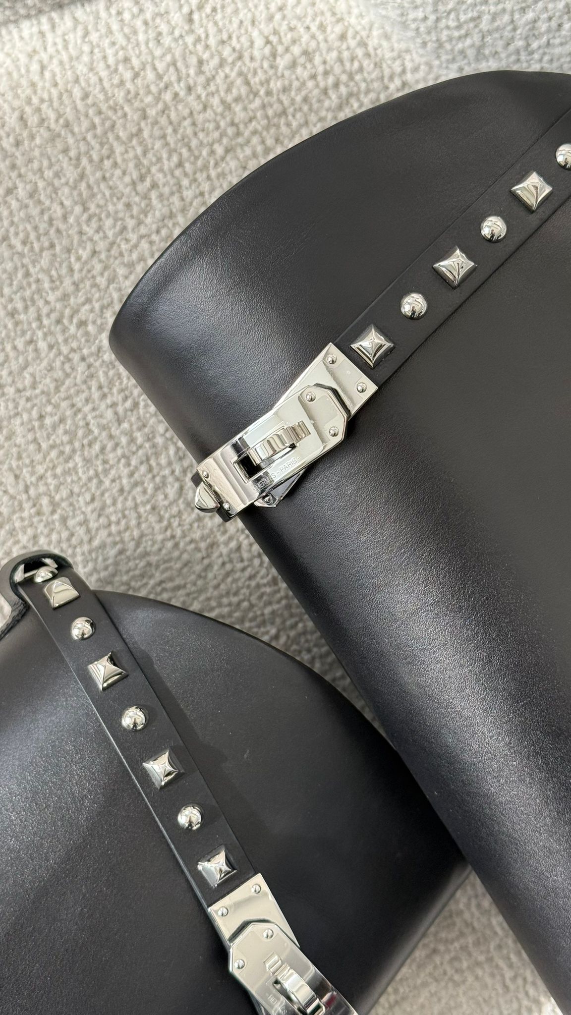 Hermès Jumping Boots with Studs Box Black PHW 39