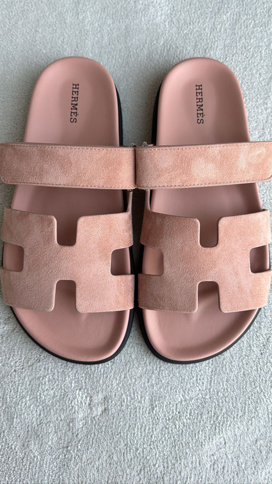 Hermès Chypre Sandals Suede Nude