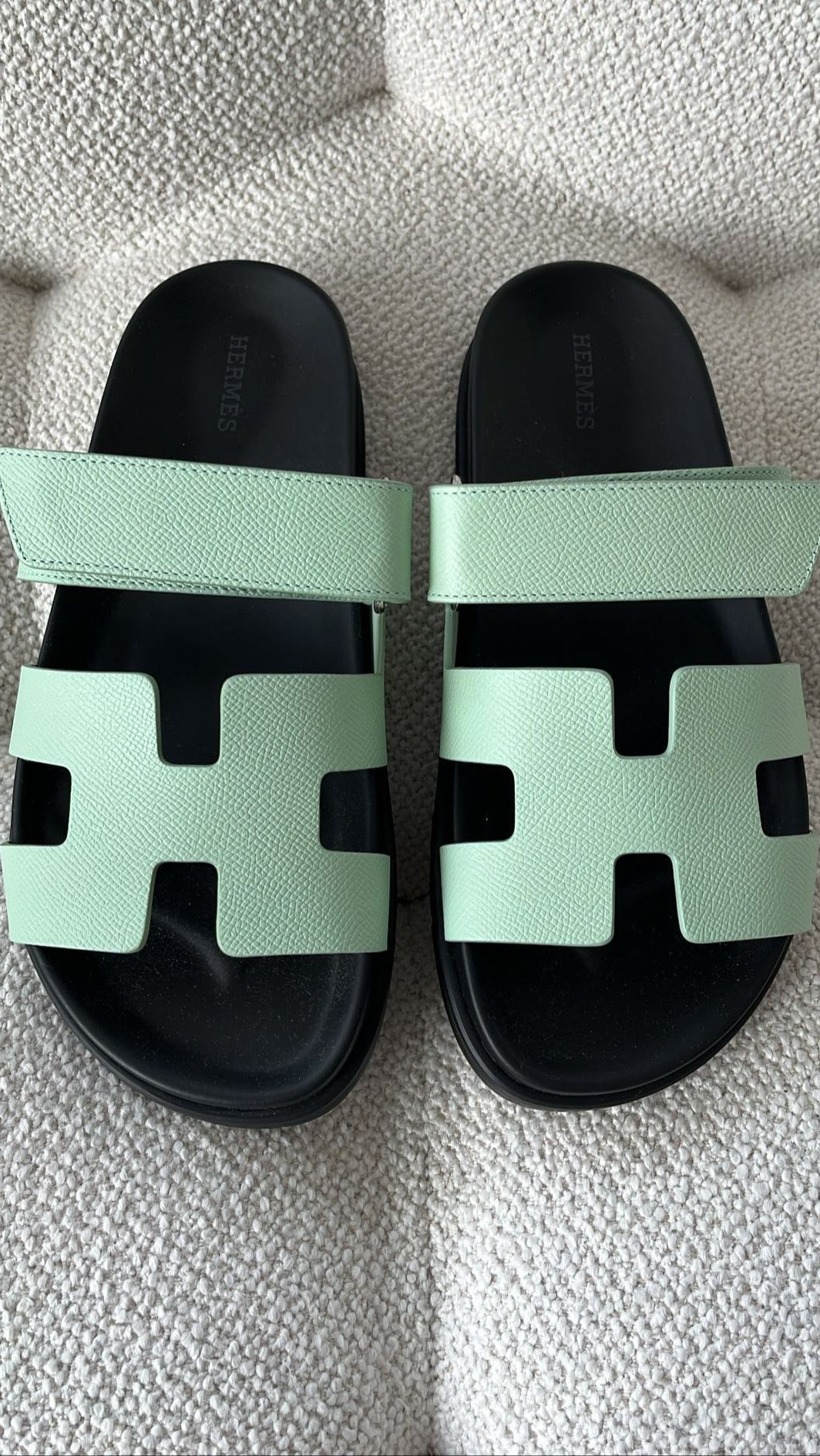Hermès Chypre Sandals Epsom Vert Jade