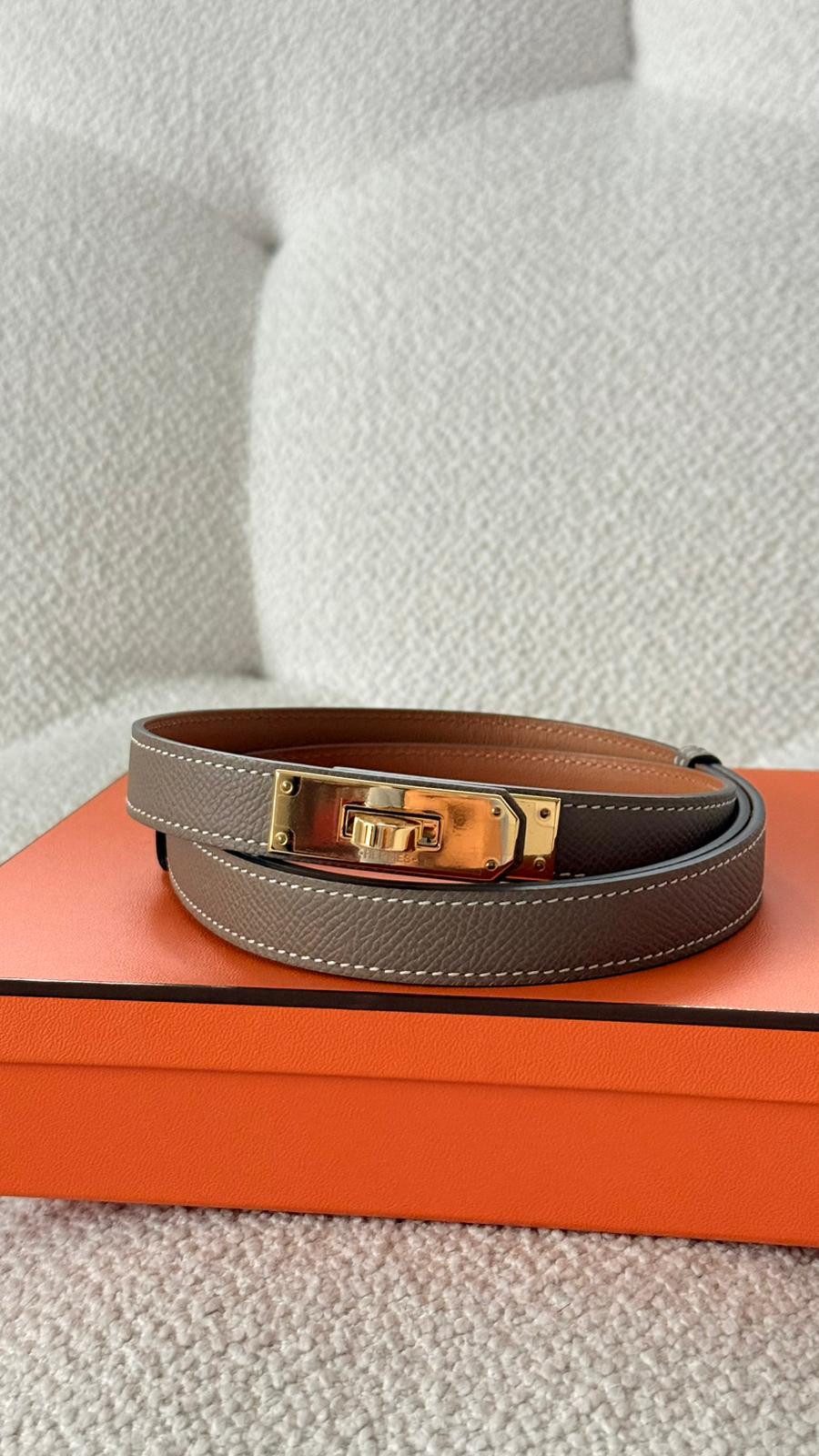 Hermès Kelly Belt Epsom Etoupe GHW
