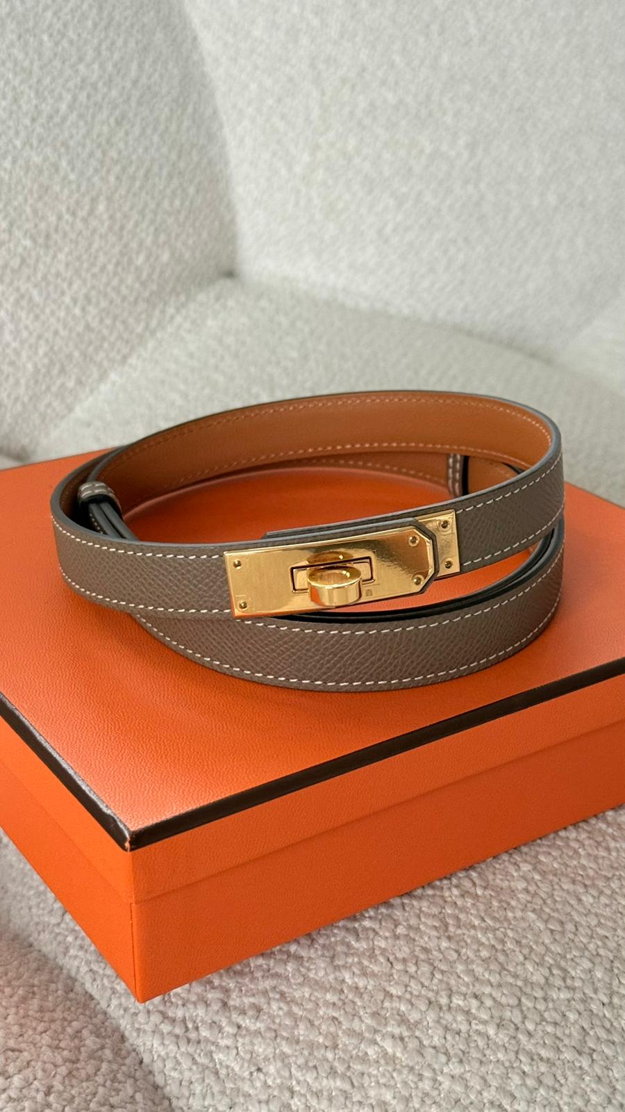 Hermès Kelly Belt Epsom Etoupe GHW