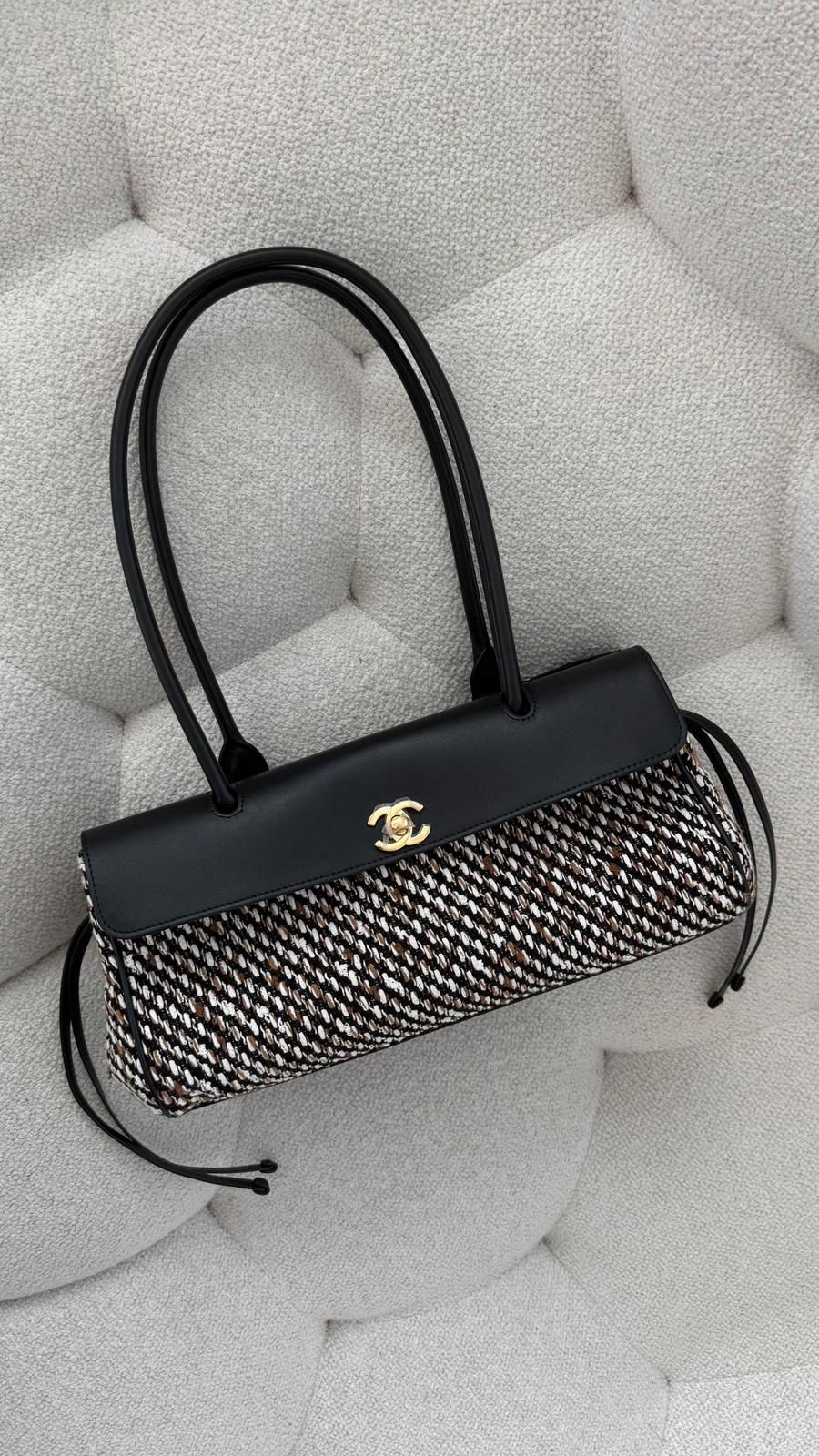 Chanel Spring Summer 2026 Small Tote Calfskin & Tweed Gold-Tone Metal Black & Brown