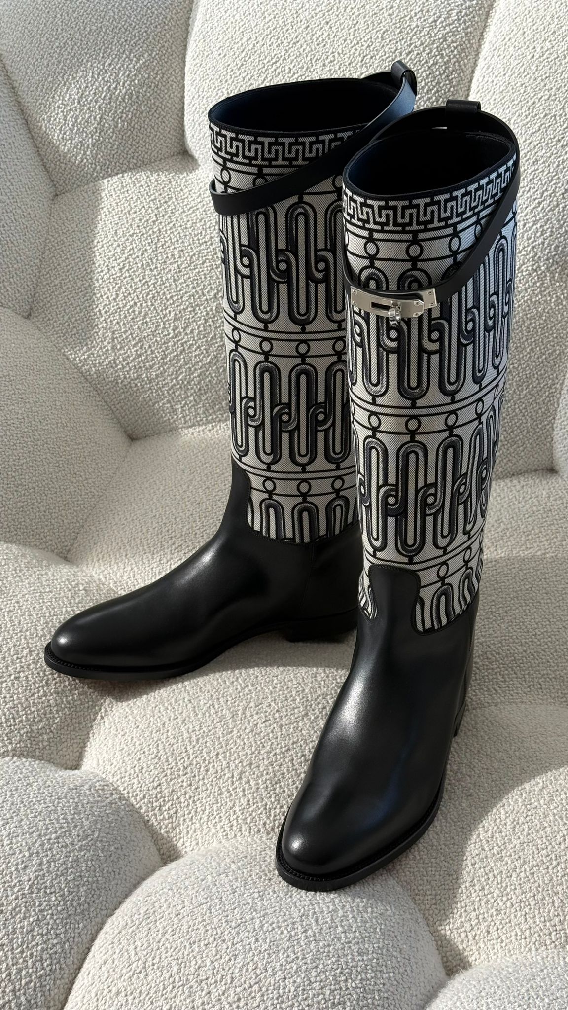 Hermès Jumping Boots Toile Black & Prunoir