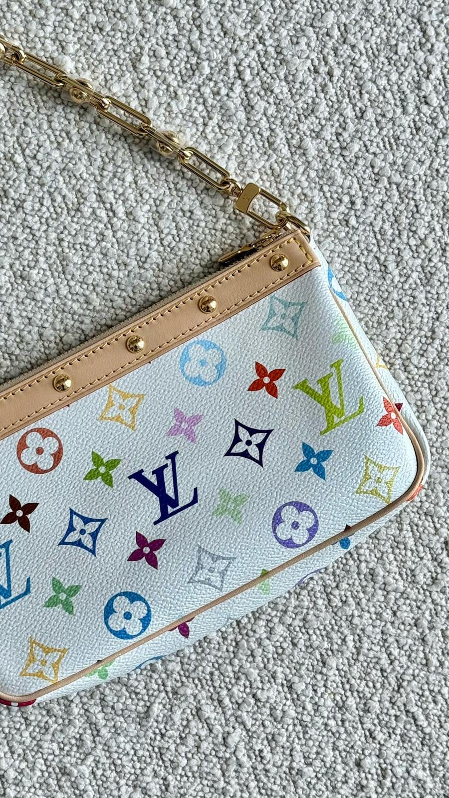 Louis Vuitton x Takashi Murakami Pochette Accesssoires Pouch Monogram Coated Canvas White & Multicolour GHW