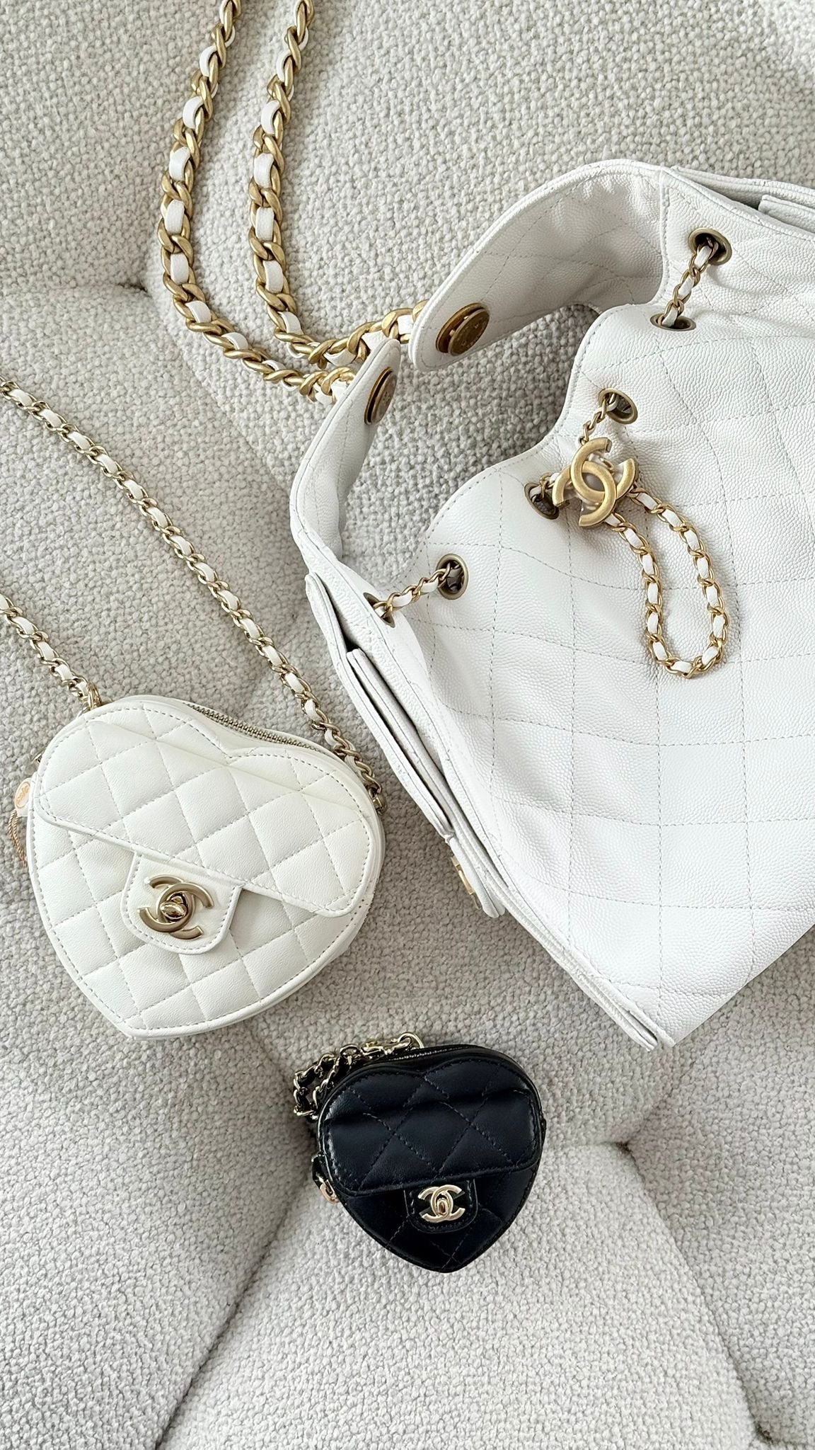 Chanel Mini Heart Bag Charm Lambskin Black Gold-Tone Metal