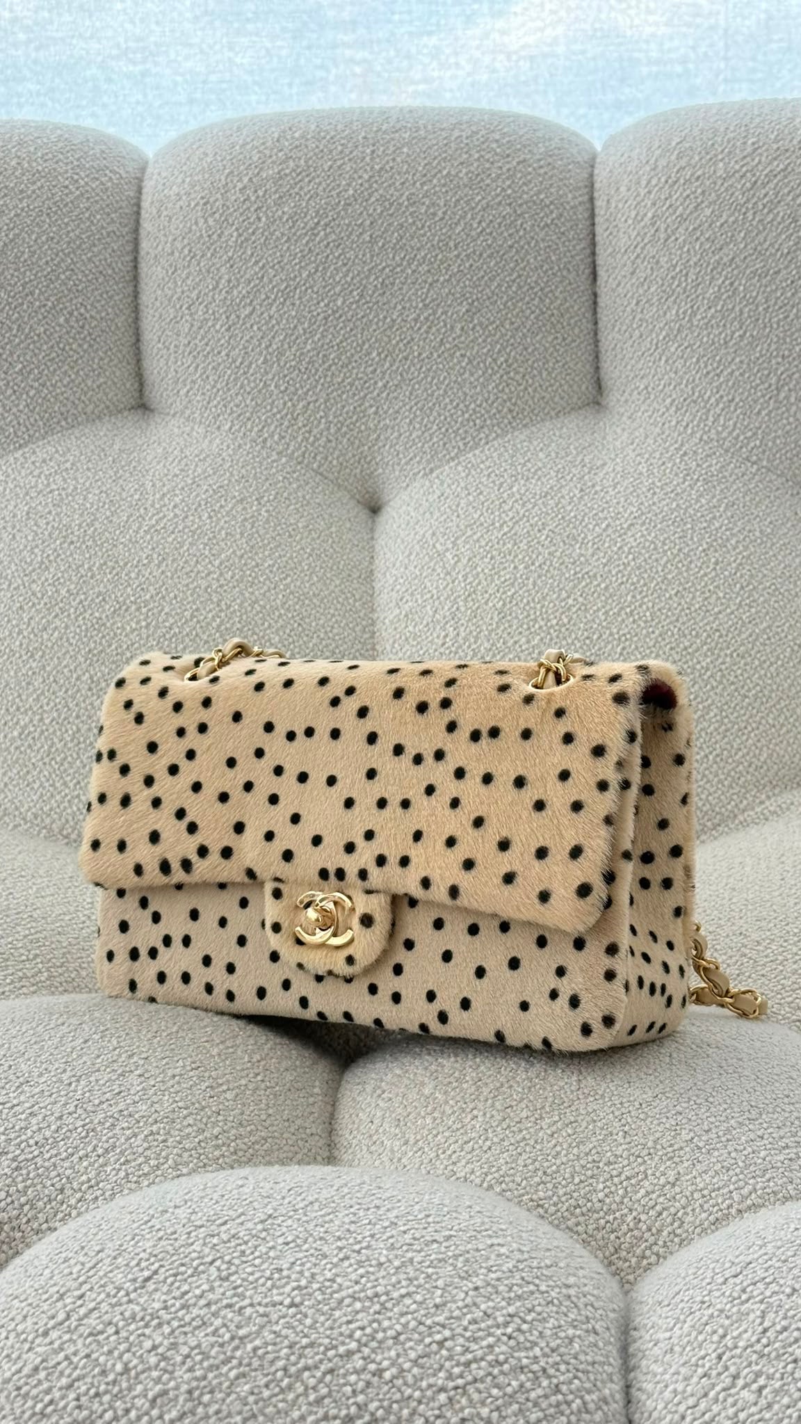 Chanel Flap Bag Lambskin & Gold-Tone Metal Light Beige & Black